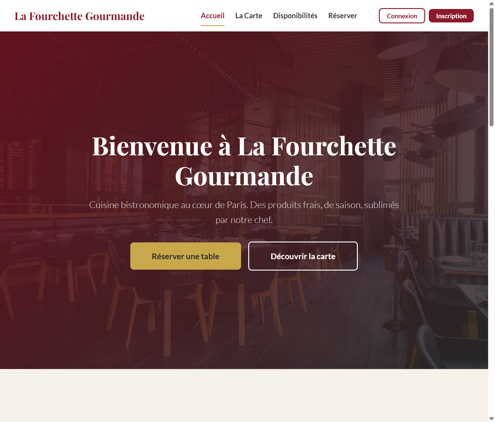 La Fourchette Gourmande — site web réalisé par CJ Dev